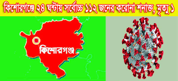 কিশোরগঞ্জে ২৪ ঘন্টায় সর্বোচ্চ ১১২ জনের করোনা শনাক্ত, মৃত্যু ১