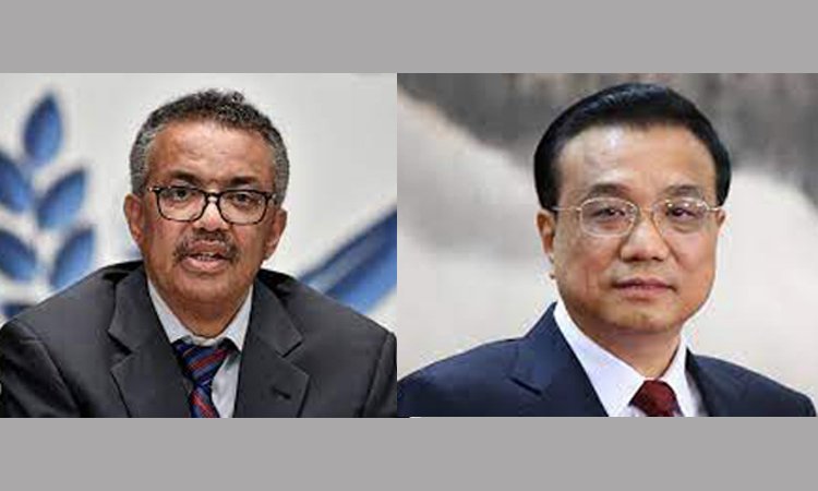 চীনের প্রধানমন্ত্রীর সাথে ডব্লিওএইচও প্রধানের সাক্ষাৎ