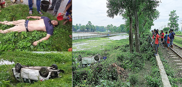 কালীগঞ্জে অরক্ষিত রেলগেইট : ট্রেন-প্রাইভেটকার সংঘর্ষ : নিহত ১, গুরুতর আহত ১