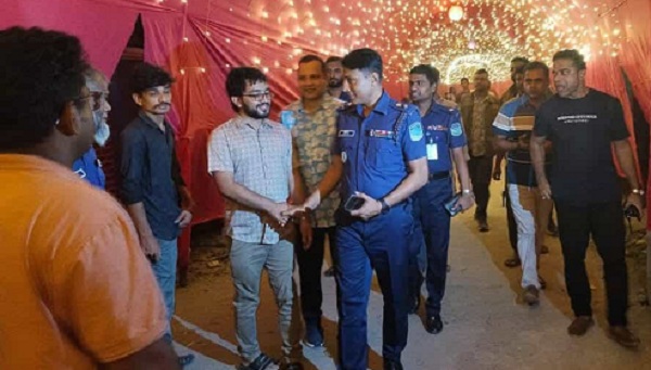 ইসলামপুরে পুজা মন্ডপ পরিদর্শন করলেন পুলিশ সুপার